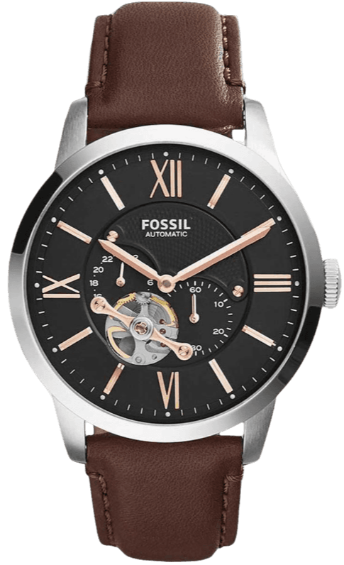 Buy Shop Fossil Townsman Automatic Black Dial Brown Leather Strap Watch for Men - ME3061 USA Online