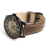 Buy Shop Fossil Townsman Automatic Black Dial Brown Leather Strap Watch for Men - ME3155 USA Online