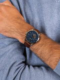 Buy Shop Fossil Townsman Automatic Blue Dial Brown Leather Strap Watch for Men - ME3110 USA Online