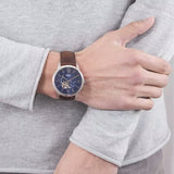 Buy Shop Fossil Townsman Automatic Blue Dial Brown Leather Strap Watch for Men - ME3110 USA Online