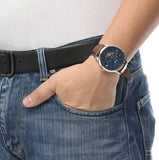 Buy Shop Fossil Townsman Automatic Blue Dial Brown Leather Strap Watch for Men - ME3110 USA Online