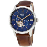 Buy Shop Fossil Townsman Automatic Blue Dial Brown Leather Strap Watch for Men - ME3110 USA Online