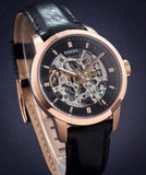 Buy Shop Fossil Townsman Automatic Skeleton Black Dial Black Leather Strap Watch for Men - ME3084 USA Online