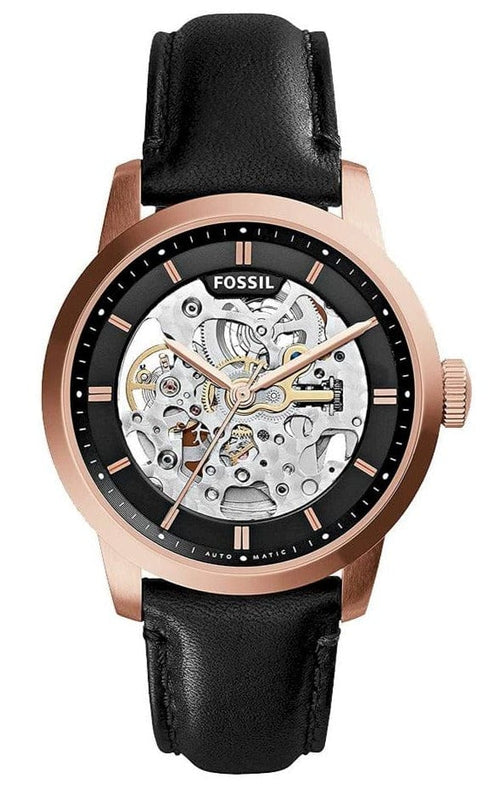 Buy Shop Fossil Townsman Automatic Skeleton Black Dial Black Leather Strap Watch for Men - ME3084 USA Online