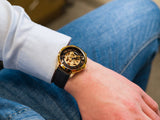 Buy Shop Fossil Townsman Automatic Skeleton Black Dial Black Leather Strap Watch for Men - ME3210 USA Online