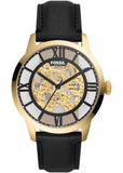 Buy Shop Fossil Townsman Automatic Skeleton Black Dial Black Leather Strap Watch for Men - ME3210 USA Online