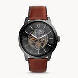 Buy Shop Fossil Townsman Automatic Skeleton Black Dial Brown Leather Strap Watch for Men - ME3181 USA Online