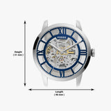 Buy Shop Fossil Townsman Automatic Skeleton Blue Dial Black Leather Strap Watch for Men - ME3200 USA Online