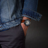 Buy Shop Fossil Townsman Automatic Skeleton Blue Dial Brown Leather Strap Watch for Men - ME3154 USA Online