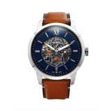 Buy Shop Fossil Townsman Automatic Skeleton Blue Dial Brown Leather Strap Watch for Men - ME3154 USA Online