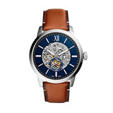 Buy Shop Fossil Townsman Automatic Skeleton Blue Dial Brown Leather Strap Watch for Men - ME3154 USA Online