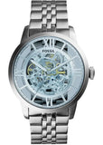 Buy Shop Fossil Townsman Automatic Skeleton Blue Dial Silver Steel Strap Watch for Men - ME3073 USA Online