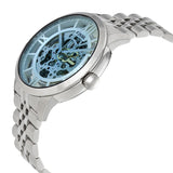 Buy Shop Fossil Townsman Automatic Skeleton Blue Dial Silver Steel Strap Watch for Men - ME3073 USA Online