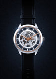 Buy Shop Fossil Townsman Automatic Skeleton Silver Dial Black Leather Strap Watch for Men - ME3041 USA Online
