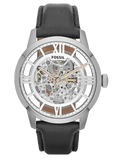 Buy Shop Fossil Townsman Automatic Skeleton Silver Dial Black Leather Strap Watch for Men - ME3041 USA Online
