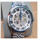 Buy Shop Fossil Townsman Automatic Skeleton Silver Dial Silver Steel Strap Watch for Men - ME3044 USA Online