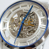 Buy Shop Fossil Townsman Automatic Skeleton Silver Dial Silver Steel Strap Watch for Men - ME3044 USA Online