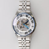 Buy Shop Fossil Townsman Automatic Skeleton Silver Dial Silver Steel Strap Watch for Men - ME3044 USA Online