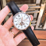 Buy Shop Fossil Townsman Automatic White Dial Black Leather Strap Watch for Men - ME3104 USA Online