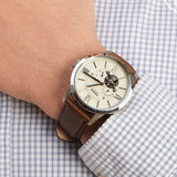 Buy Shop Fossil Townsman Automatic White Dial Brown Leather Strap Watch for Men - ME3064 USA Online