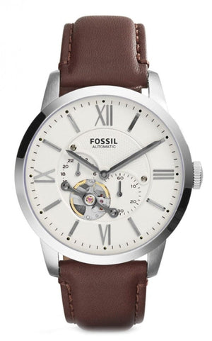 Buy Shop Fossil Townsman Automatic White Dial Brown Leather Strap Watch for Men - ME3064 USA Online