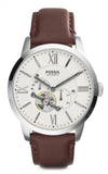 Buy Shop Fossil Townsman Automatic White Dial Brown Leather Strap Watch for Men - ME3064 USA Online
