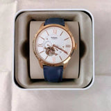 Buy Shop Fossil Townsman Automatic White Dial Navy Blue Leather Strap Watch for Men - ME3171 USA Online