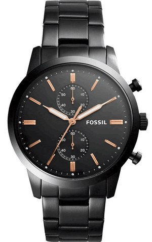 Buy Shop Fossil Townsman Chronograph Black Dial Black Steel Strap Watch for Men - FS5379 USA Online