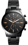 Buy Shop Fossil Townsman Chronograph Black Dial Black Steel Strap Watch for Men - FS5379 USA Online
