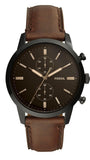 Buy Shop Fossil Townsman Chronograph Black Dial Brown Leather Strap Watch for Men - FS5437 USA Online
