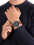 Buy Shop Fossil Townsman Chronograph Blue Dial Brown Leather Strap Watch for Men - FS5279 USA Online
