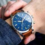 Buy Shop Fossil Townsman Chronograph Blue Dial Brown Leather Strap Watch for Men - FS5279 USA Online