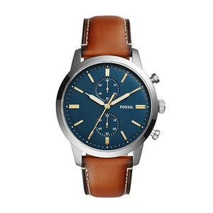 Buy Shop Fossil Townsman Chronograph Blue Dial Brown Leather Strap Watch for Men - FS5279 USA Online