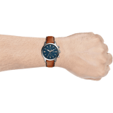 Fossil Townsman Chronograph Blue Dial Brown Leather Strap Watch for Men - FS5279