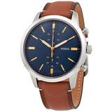 Buy Shop Fossil Townsman Chronograph Blue Dial Brown Leather Strap Watch for Men - FS5279 USA Online
