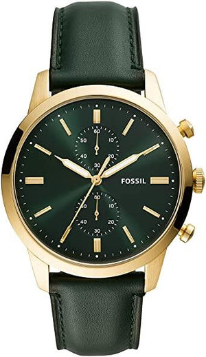 Buy Shop Fossil Townsman Chronograph Green Dial Green Leather Strap Watch for Men - FS5599 USA Online