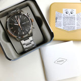 Buy Shop Fossil Townsman Chronograph Grey Dial Silver Steel Strap Watch for Men - FS5407 USA Online