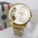 Buy Shop Fossil Townsman Chronograph Skeleton Gold Dial Gold Steel Strap Watch for Men - ME1137 USA Online