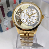 Buy Shop Fossil Townsman Chronograph Skeleton Gold Dial Gold Steel Strap Watch for Men - ME1137 USA Online