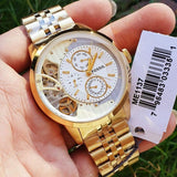 Buy Shop Fossil Townsman Chronograph Skeleton Gold Dial Gold Steel Strap Watch for Men - ME1137 USA Online