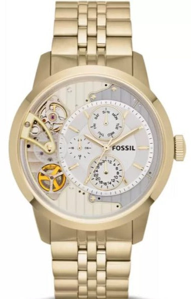 Buy Shop Fossil Townsman Chronograph Skeleton Gold Dial Gold Steel Strap Watch for Men - ME1137 USA Online
