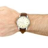 Buy Shop Fossil Townsman Chronograph White Dial Brown Leather Strap Watch for Men - FS5350 USA Online