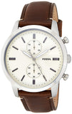 Buy Shop Fossil Townsman Chronograph White Dial Brown Leather Strap Watch for Men - FS5350 USA Online
