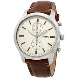 Buy Shop Fossil Townsman Chronograph White Dial Brown Leather Strap Watch for Men - FS5350 USA Online