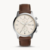 Buy Shop Fossil Townsman Chronograph White Dial Brown Leather Strap Watch for Men - FS5350 USA Online
