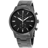 Fossil Townsman Chronograph Black Dial Silver Steel Strap Watch for Men - FS5349