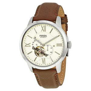Buy Shop Fossil Townsman Automatic White Dial Brown Leather Strap Watch for Men - ME3064 USA Online