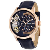 Fossil Townsman Twist Skeleton Blue Dial Blue Leather Strap Watch for Men -  ME1138