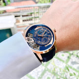 Buy Shop Fossil Townsman Twist Skeleton Blue Dial Blue Leather Strap Watch for Men - ME1138 USA Online