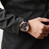Buy Shop Fossil Townsman Twist Skeleton Blue Dial Blue Leather Strap Watch for Men - ME1138 USA Online